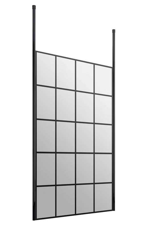 Hudson Reed BFCP10 Modern Bathroom Black Framed Free Standing Wetroom Screen with 2 Ceiling Posts, 1000mm,