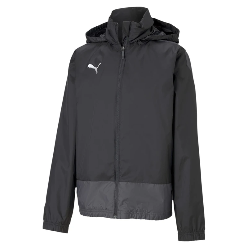 PUMA Boys' teamGOAL 23 Training Rain Jacket Jr Black-Asphalt, 152