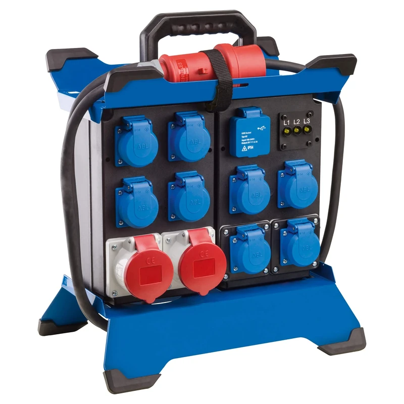 as - Schwabe Portable Power Distributor STECKY DUO 2 - CEE Plug 400V/16A/5-Pin - 8x Schuko, 2x CEE 16A, 2x USB Ports - Mobile Adapter - Distributor for Indoor and Outdoor Use - IP44 - Made in Germany,