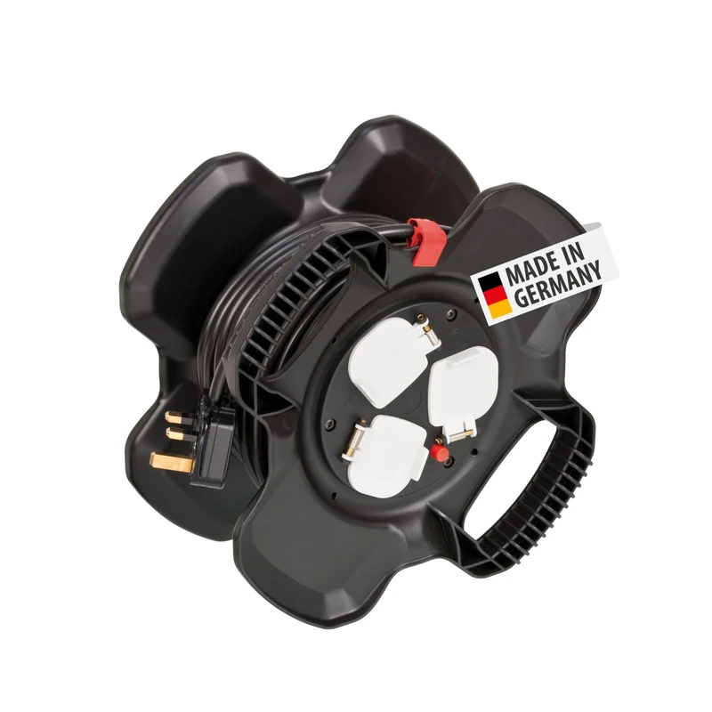 Brennenstuhl Rubber Cable Reel X-Gum (15m, Special Rubber Mixture, for Indoor use, Made in Germany)