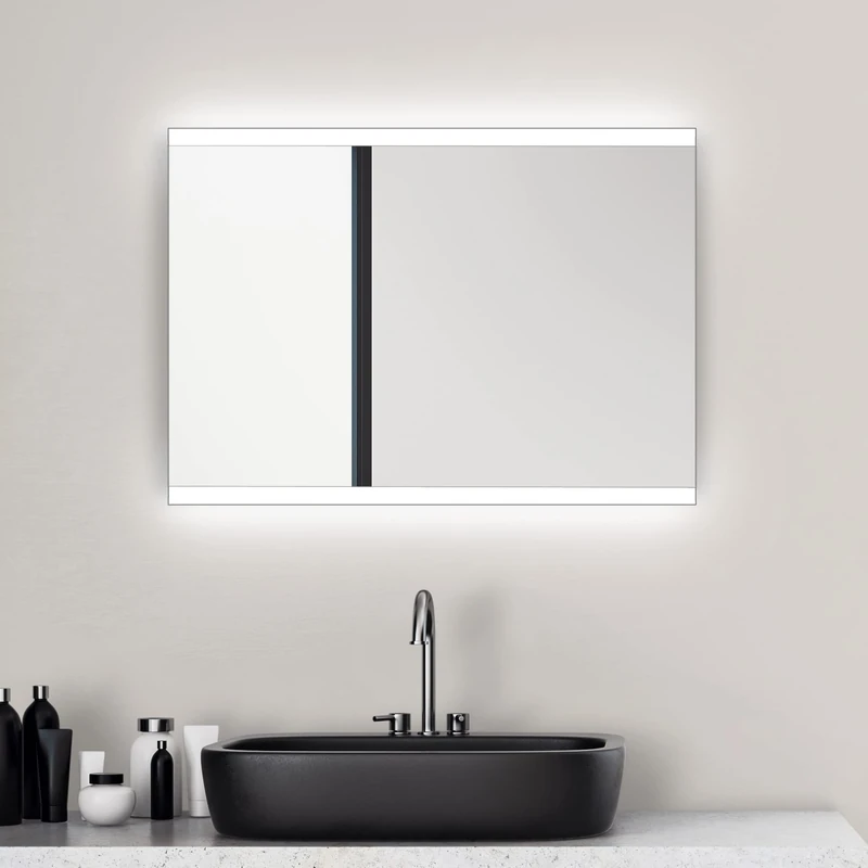 Talos Loft Silver Bathroom Mirror 50 x 70 cm - Image 1