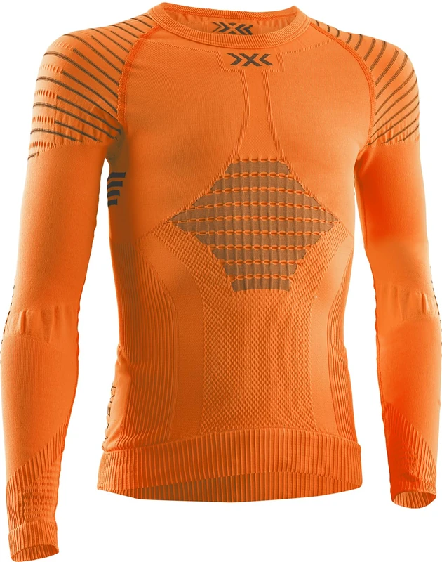 X-BIONIC INVENT 4.0 Shirt Round Neck Long Sleeves Junior Baselayer Functional Sport T-Shirt - Sunset Orange/Anthracite, 6/7