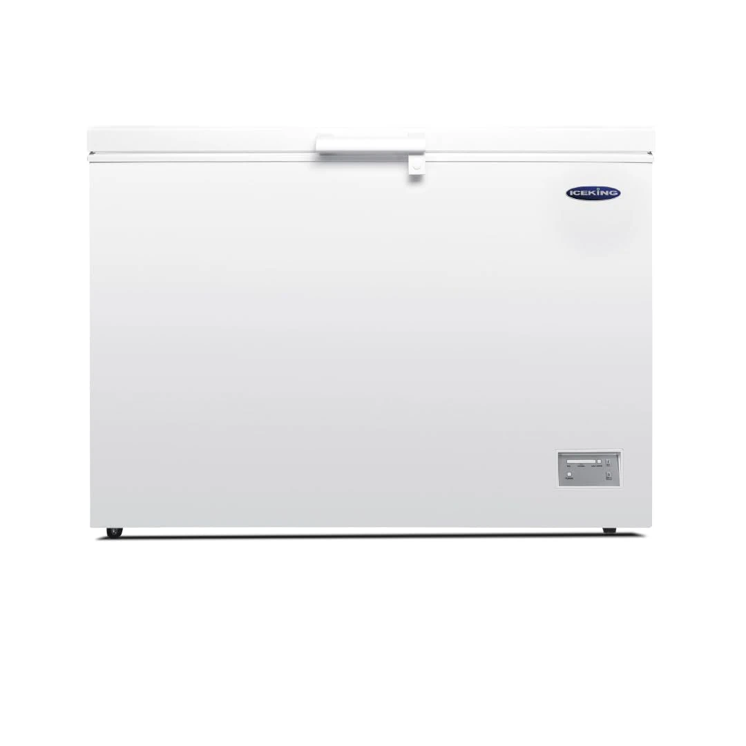 ICEKING CF371EW Chest Freezer, 371L Capacity, White, Counterbalanced Lid, x2 Wire Baskets, Adjustable Thermostat, Energy Efficient – Ideal for Kitchen, Utility Room, Garage or Out Building