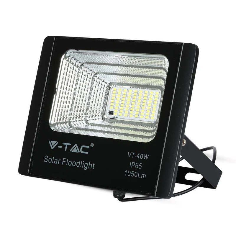 V-TAC VT-40W Solar Headlight with Solar Panel - 1050 Lm - 4000 K