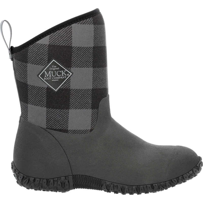 Muck Boots Women's Muckster II Mid Pull on Waterproof Mid Boot, Black Plaid, 4