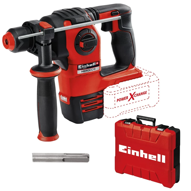 Einhell Power X-Change 18V Cordless Rotary Hammer Drill | Herocco Brushless SDS Plus - Drilling, Impact Drilling, Screwing and Chiselling Functions | With 4.0 Ah Lithium-Ion Battery and Charger