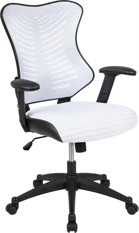Flash Furniture High Back Designer White Mesh Executive Swivel Ergonomic Office Chair with Adjustable Arms - Image 1
