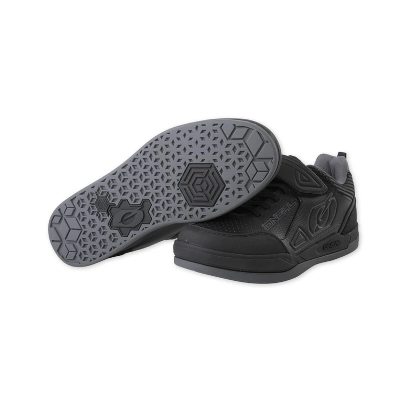 O'NEAL | Cycling-Shoe | Mountain Bike MTB DH FR Downhill Freeride | Super-Grip Outsole, Extra Wide Velcro, Mesh Ventilation | Transmitter Flat Shoe | Adult | Black | Size 46