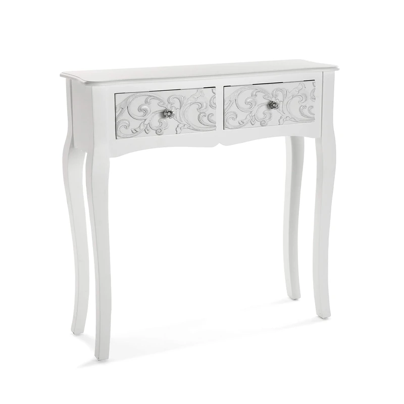 Versa Entrance Table Anjali Console, Wood, White, 80 x 25 x 80 cm