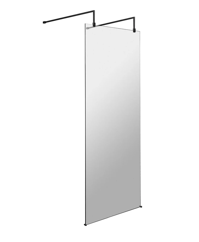 Hudson Reed BGPAF070 Modern Bathroom Black Profile Free Standing Wetroom Screen, 700mm, Black
