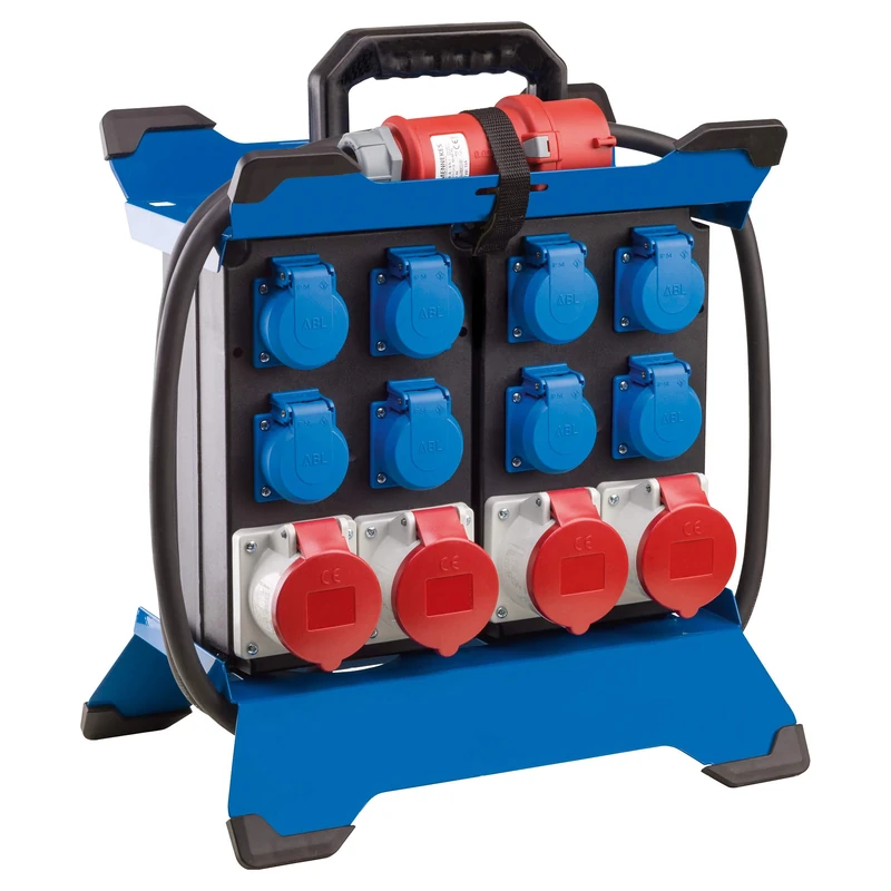 as - Schwabe Tragbarer Stromverteiler STECKY Duo 1 Stecker + 8 Schuko-Dosen + 4 CEE-Buchsen – Mobiler Stromverteilerkasten – Verteilerdose für Innen- & Außenbereich – IP44 – Made in Germany I 60931