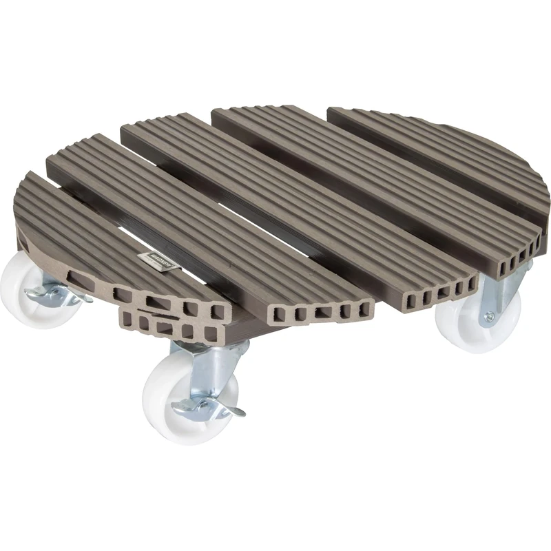 WAGNER Plant trolley WPC Ø 38,5 x 11 cm I Flower trolley for indoor + outdoor use I Container trolley made of FSC® wood plastic composite, taupe I Load capacity 150 kg - 20055601