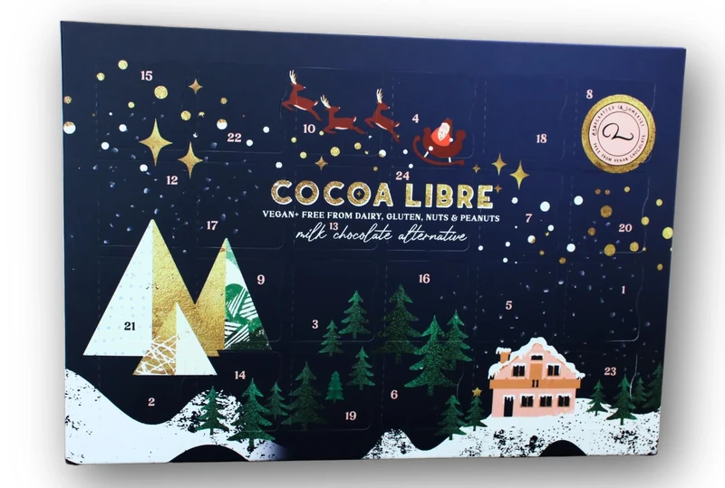 Cocoa Libre Luxury Vegan Advent Calendar | FreeFrom Christmas Advent Calendar, 250g | NutFree, GlutenFree, DairyFree