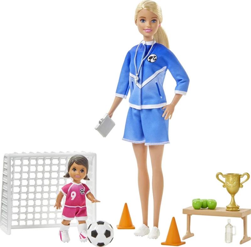 Barbie GLM47 Soccer Coach Doll and Football Training Playset