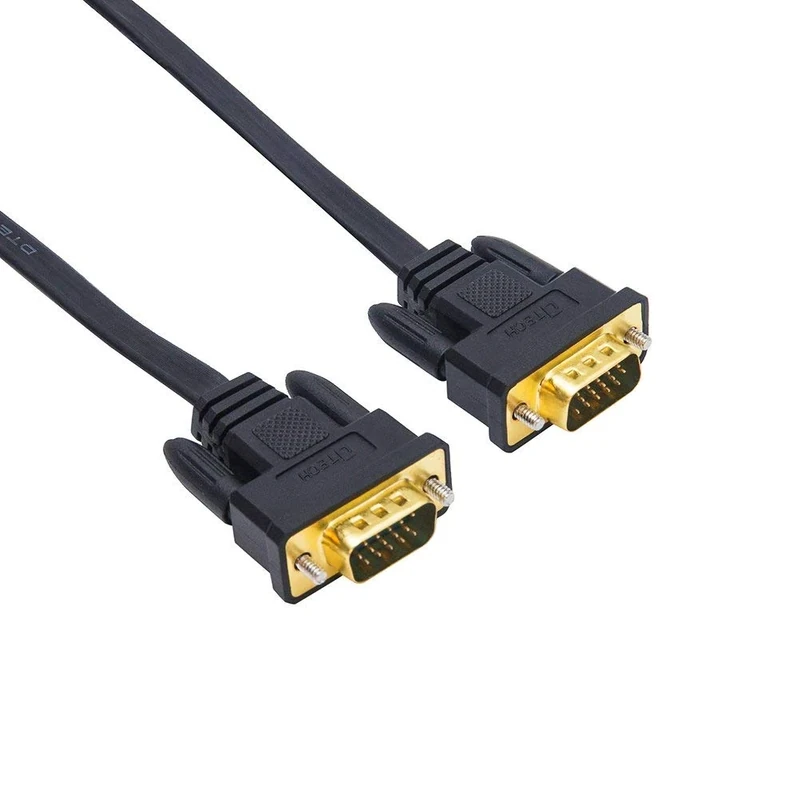 DTech VGA Cable 5m 15pin Computer Monitor Male to Male Cable Ultra Slim Gold Plated Connector SVGA PC Projector HDTVs Laptop Wire Black
