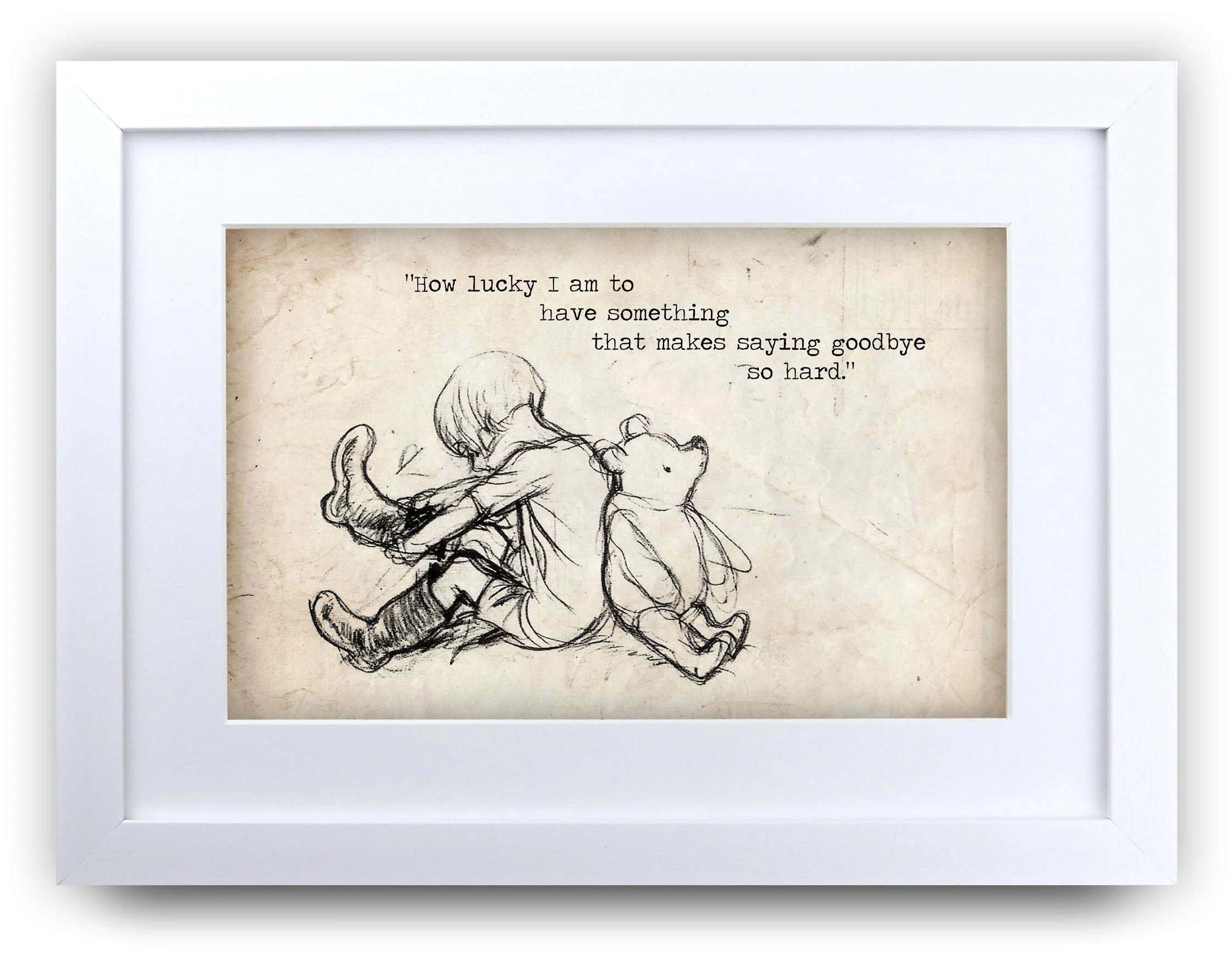 HWC Trading Winnie the Pooh How Lucky A4 Framed Printed Quote Nursery Print Baby Shower Room Gifts New Born Bedroom Gift Print Photo Picture Display