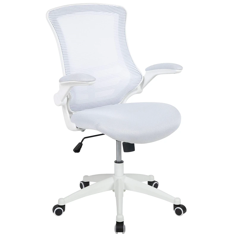 Flash Furniture Office Chair, Ergonomic Office Chair with Mesh Back Support, Contoured and Height Adjustable Seat and Tilt Lock Lever, White