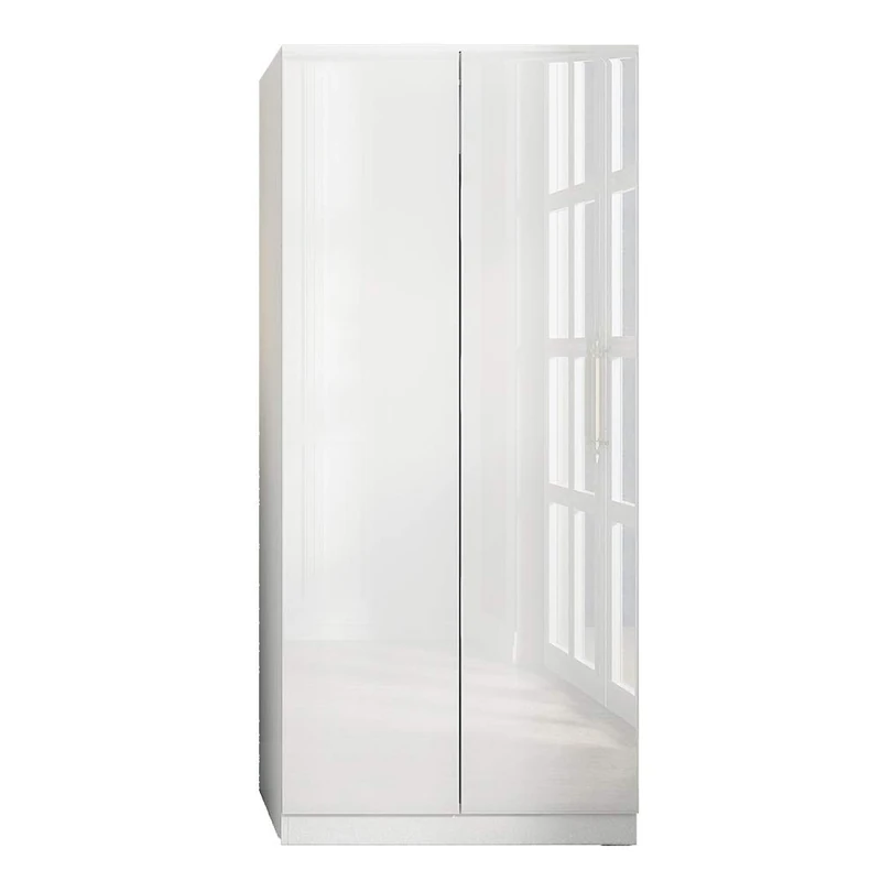 FWStyle Carlton High Gloss Soft-Close No-Handle 2 Door Wardrobe, White