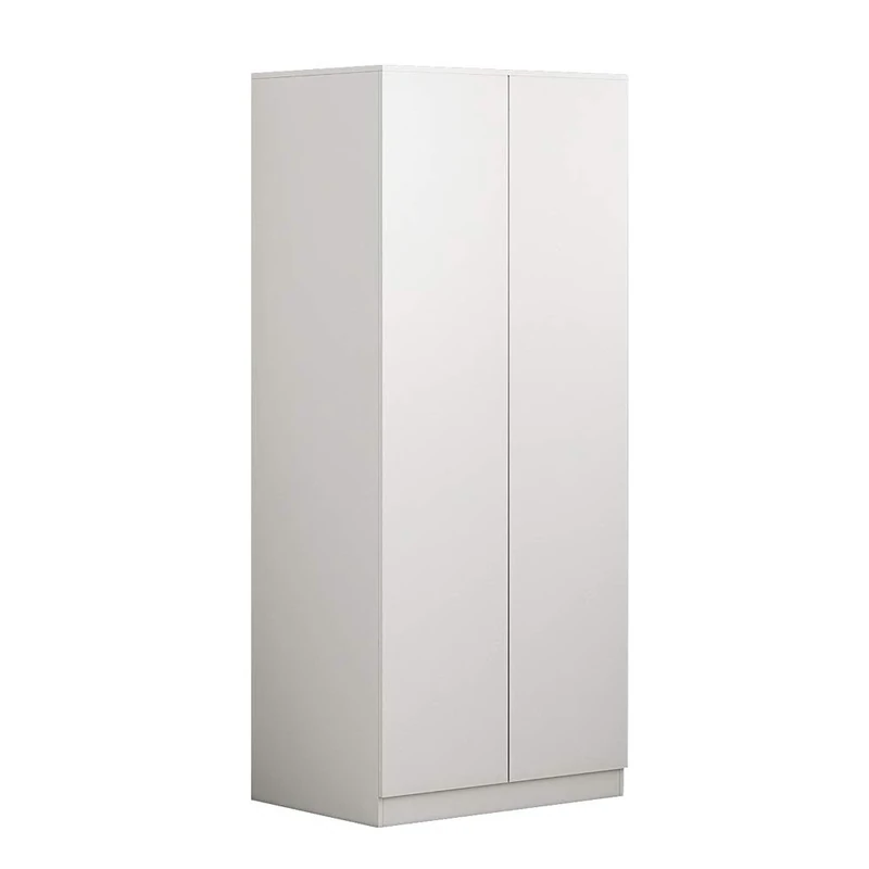 FWStyle Modern Push to Open Soft Close No Handle 2 Door Wardrobe, Matt White