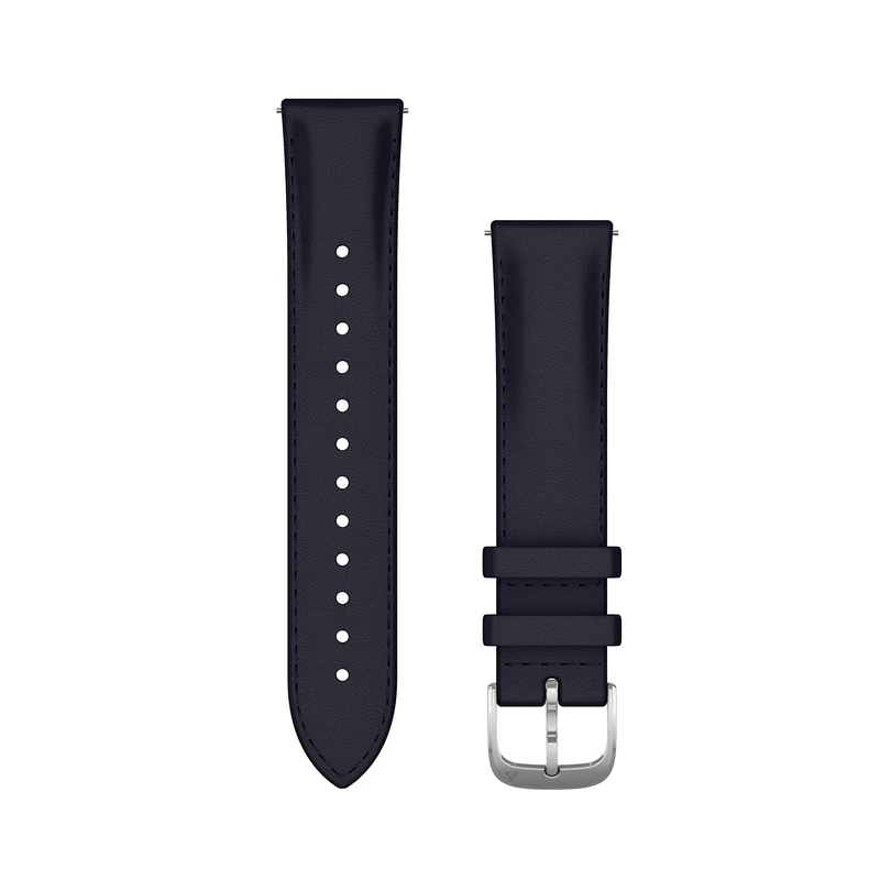 Garmin Quick Release Bands (20mm), suitable for selected Forerunner-,Venu-, vívomove-,vívoactive and Approach smartwatch series, Original accessory, Leather, Navy with Silver Hardware