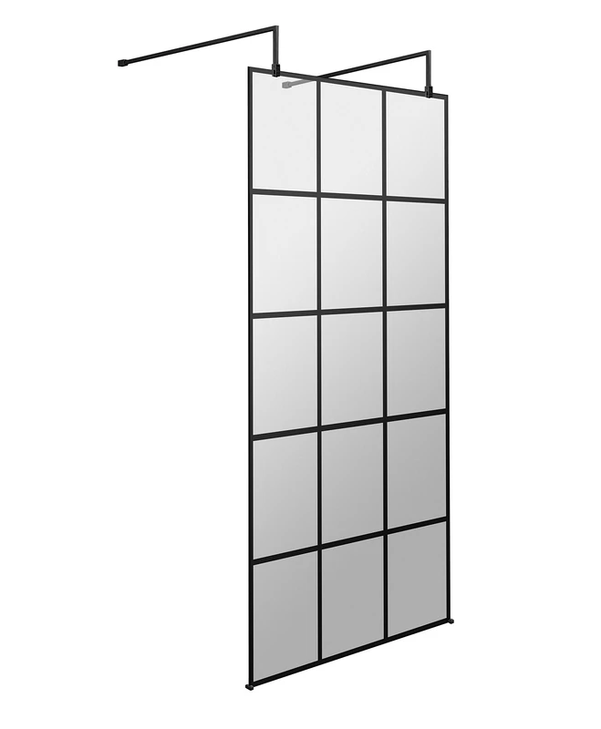 Hudson Reed BFAF090 Modern Bathroom Black Framed Free Standing Wetroom Screen, 900mm - Image 1