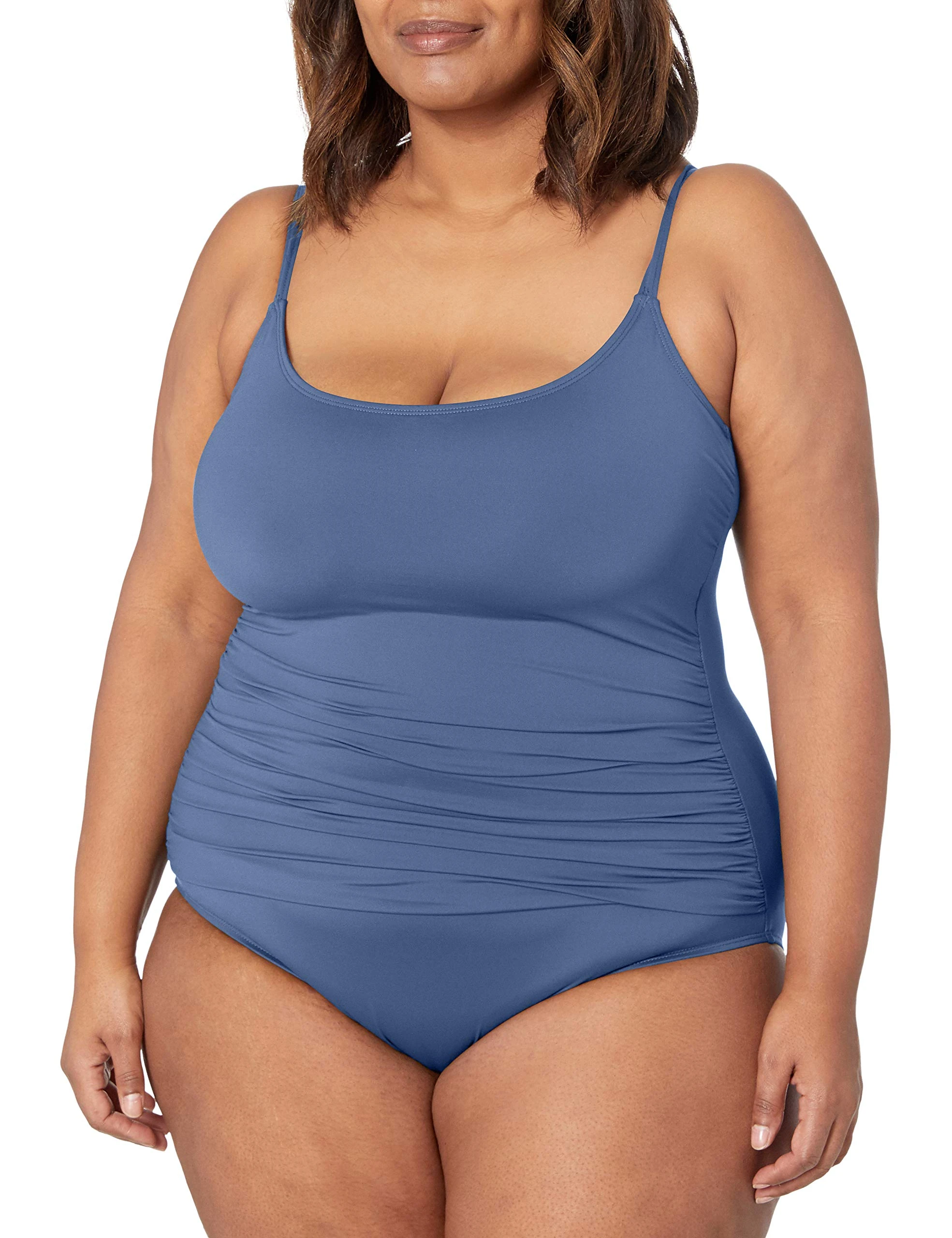 La Blanca Women's Island Goddess Rouched Body Lingerie Mio One Piece Swimsuit, Blue Moon, 6