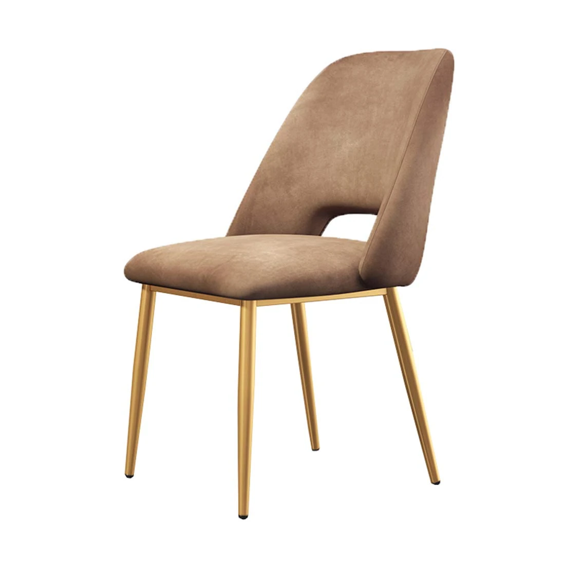 Nordic Dining Chair Metal Legs,Ergonomically Designed Coffee Side Chair,Flannelette Upholstered Lounge Sofa Chair,for Leisure/Office/Reception/Living Room/Desk/Patio/Terrace/Office/Kitchen