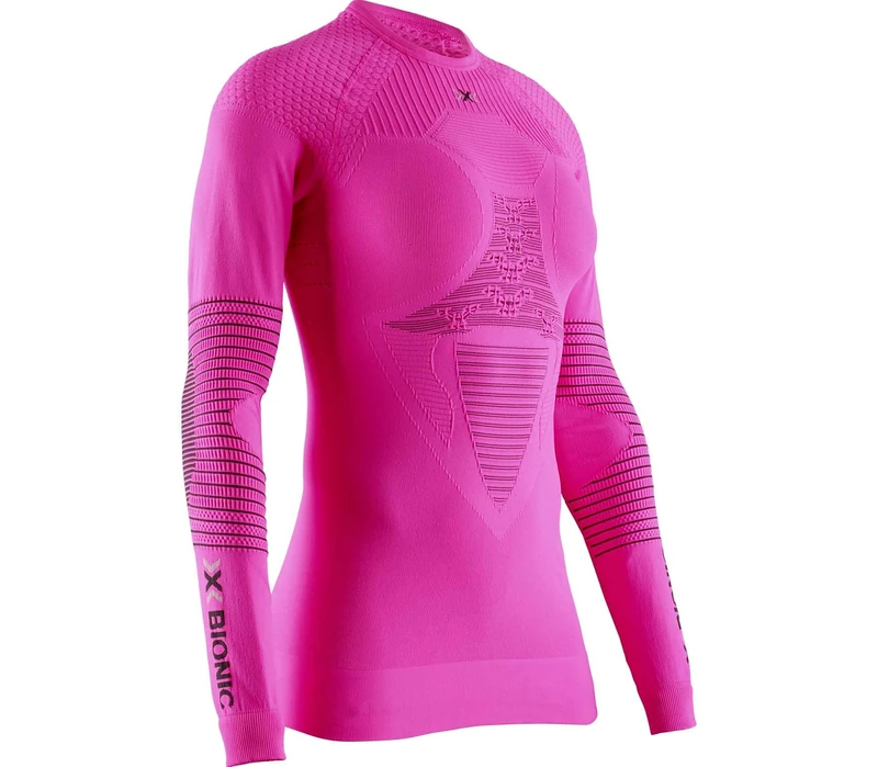 X-Bionic Energizer 4.0 Shirt Round Neck Long Sleeves Women Baselayer Functional Sport T-Shirt - Neon Flamingo/Anthracite, M