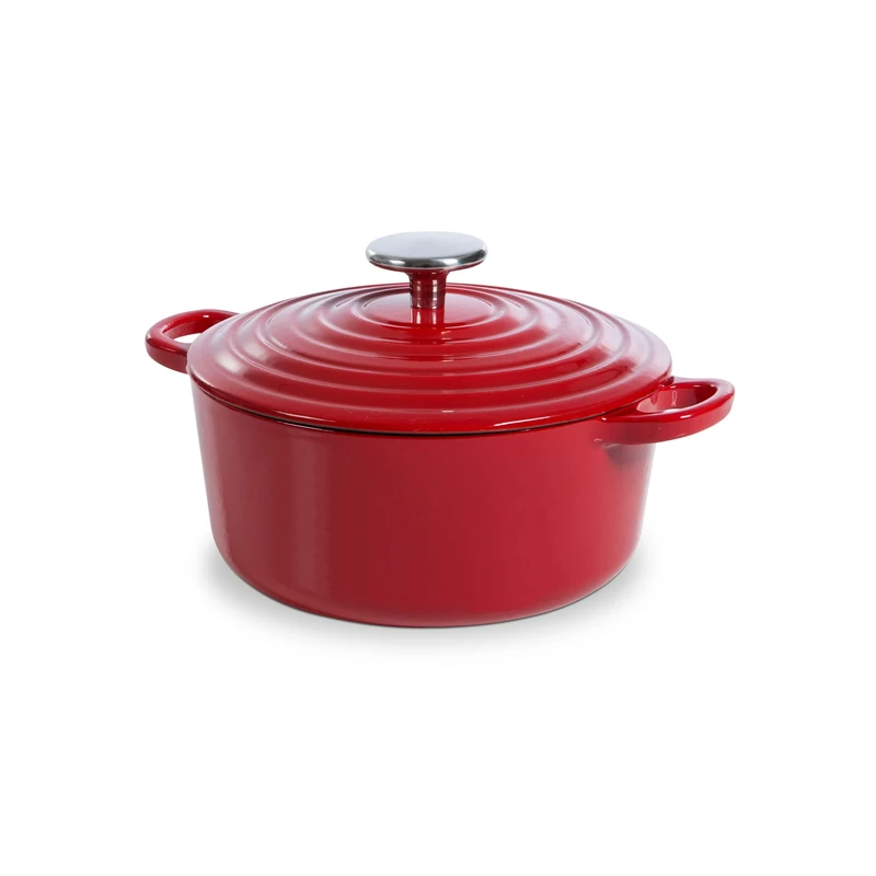 BK Cookware German Enamelled Iron, 20 cm/2.5 Litre Dutch Oven Casserole Dish with Lid, Induction, Dishwasher & Oven Safe, Chilli Red