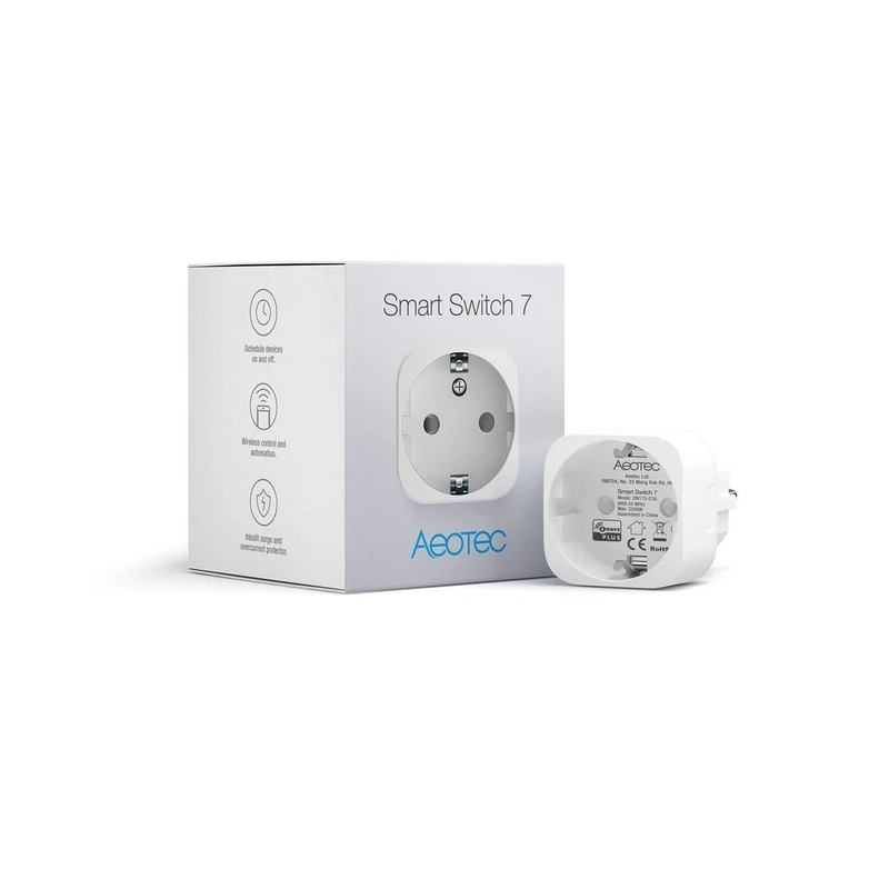 AEOTEC Smart Switch 7, Z-Wave Plus S2 Wireless Control Socket Zwave Plug for Home Automation, 15A, Gen7, White