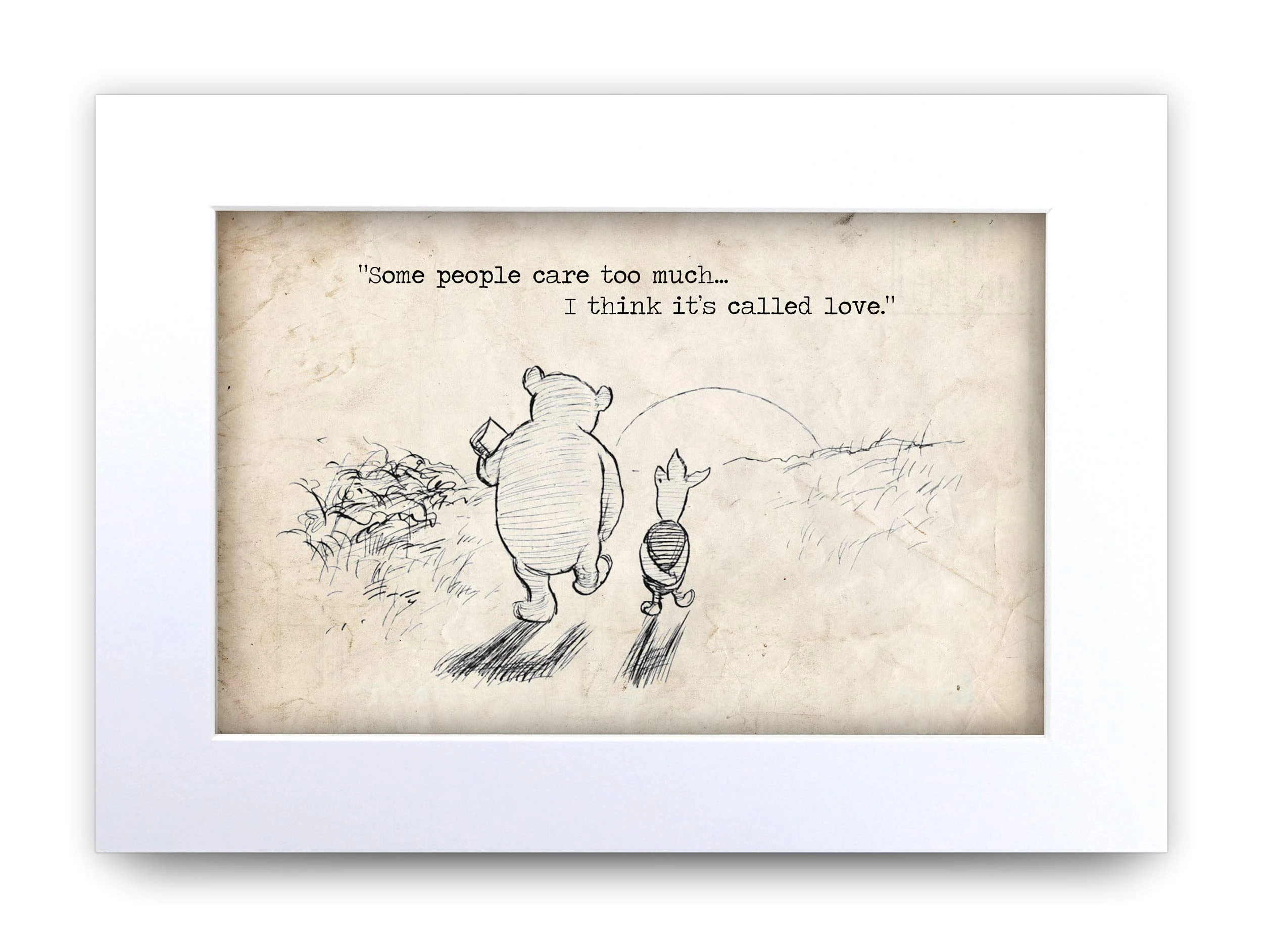 HWC Trading Winnie the Pooh Care to Much A4 Printed Quote Nursery Print Baby Shower Room Gifts New Born Bedroom Gift Print Photo Picture Display