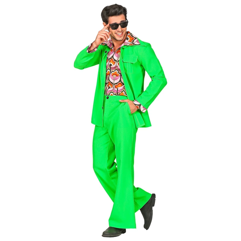 Widmann 09394 70s Disco Style Outfit, Men, Green, XL