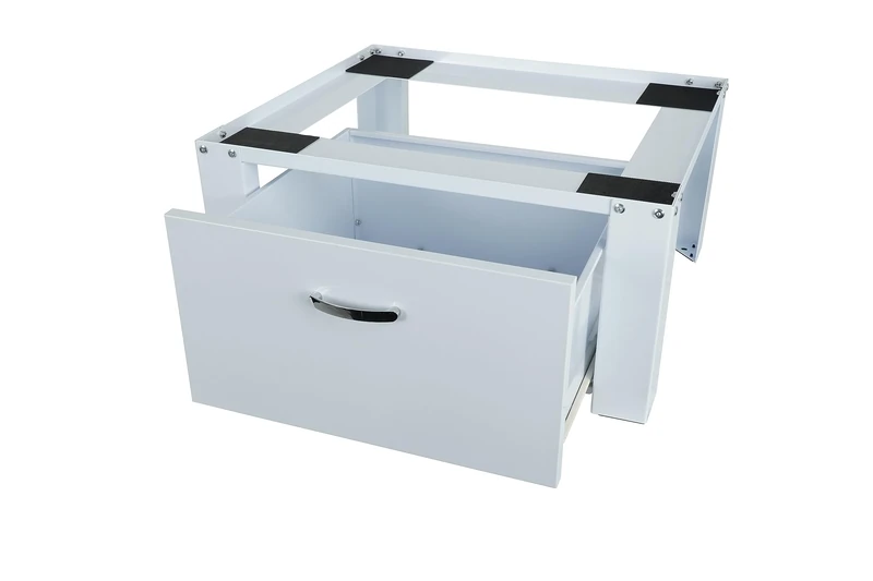 Respekta Washing Machine Base Frame with Integrated Drawer White 30 cm Washing Machine Base Cabinet Made of Steel