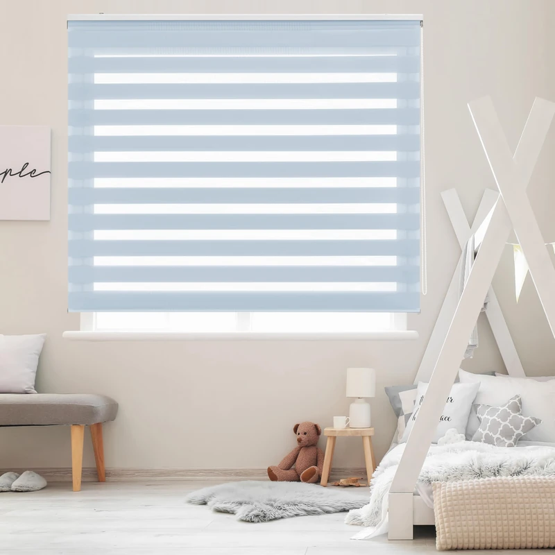 Blindecor - Lira. DoubleLayered Roller Blind, Night and Day, Sky Blue, 100x180 cm - Image 1