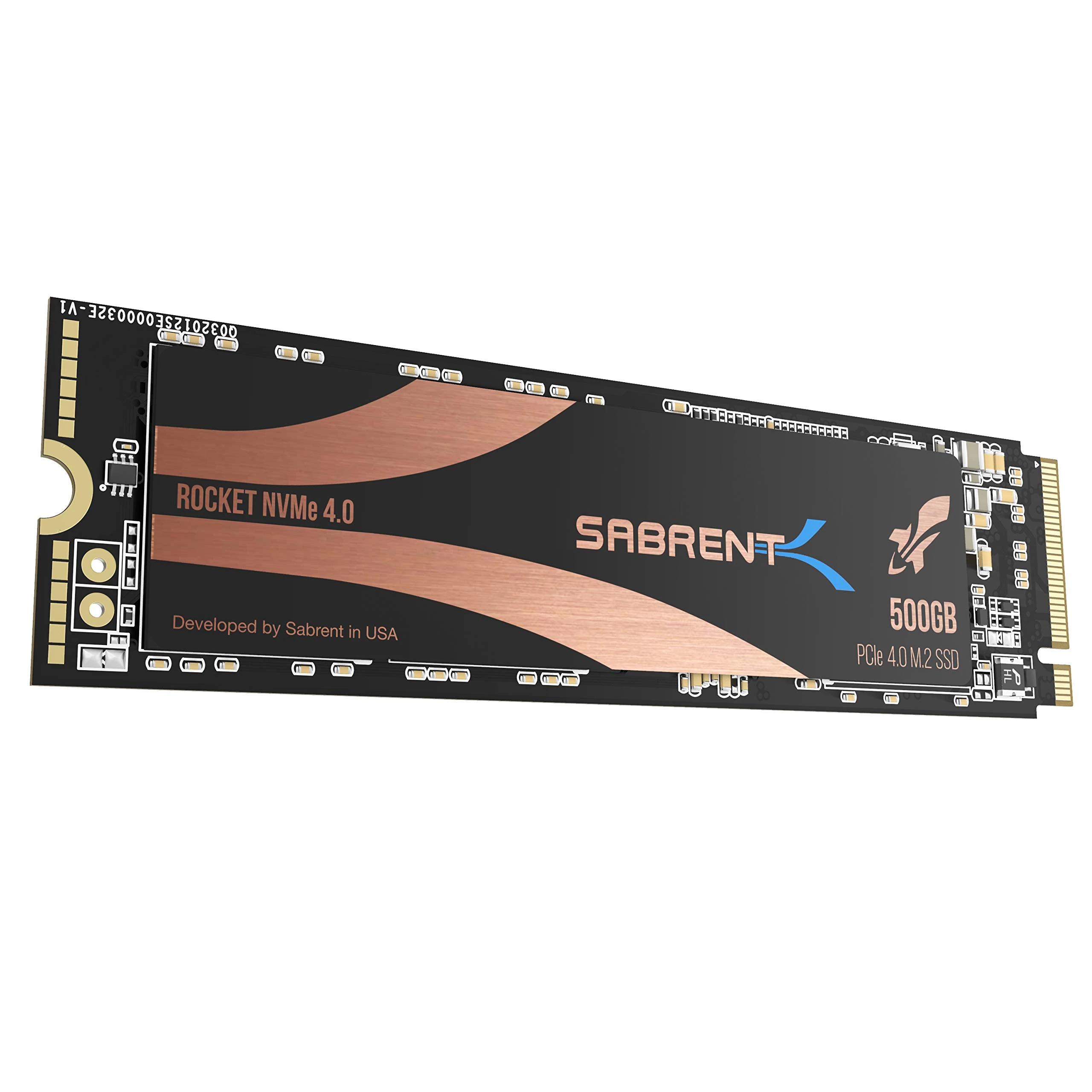 SABRENT M.2 NVMe SSD 500gb 4x4, Solid State 5000 MB/s Read, PCIe 4.0 2280, M2 Hard Drive High Performance Compatible with PCs, NUCs Laptops and Desktops TLC Nand (SB-ROCKET-NVMe4-500)