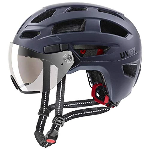 uvex finale visor - safe city helmet for women and men - filter category 1 - includes LED light - dark blue matt - 52-57 cm - Image 1