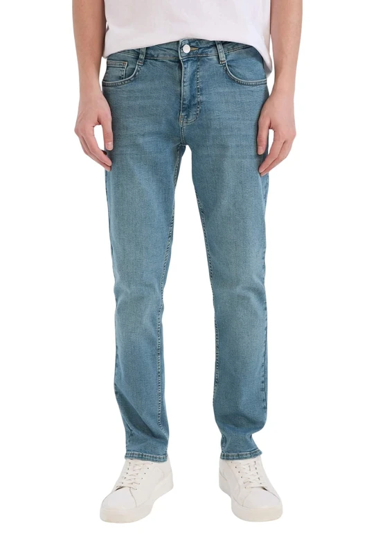 DeFacto Men's Jeanshosen-Hochwertige Jeans Hosen für Herren Pants, Lt.Green, 30W x 28L - Image 1