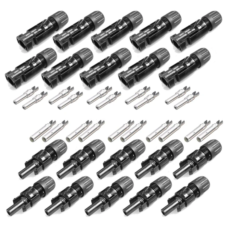 10 Pairs MC4 Male Coupling Connectors 10mm² PV-KST4/10II & PV-KBT4/10II