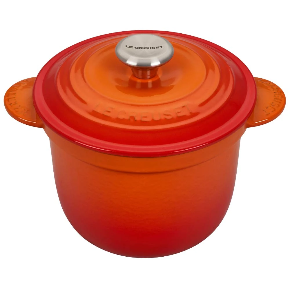 Le Creuset Enameled Cast Iron Rice Pot with Stoneware Insert, 18cm, Volcanic, 41110180900460