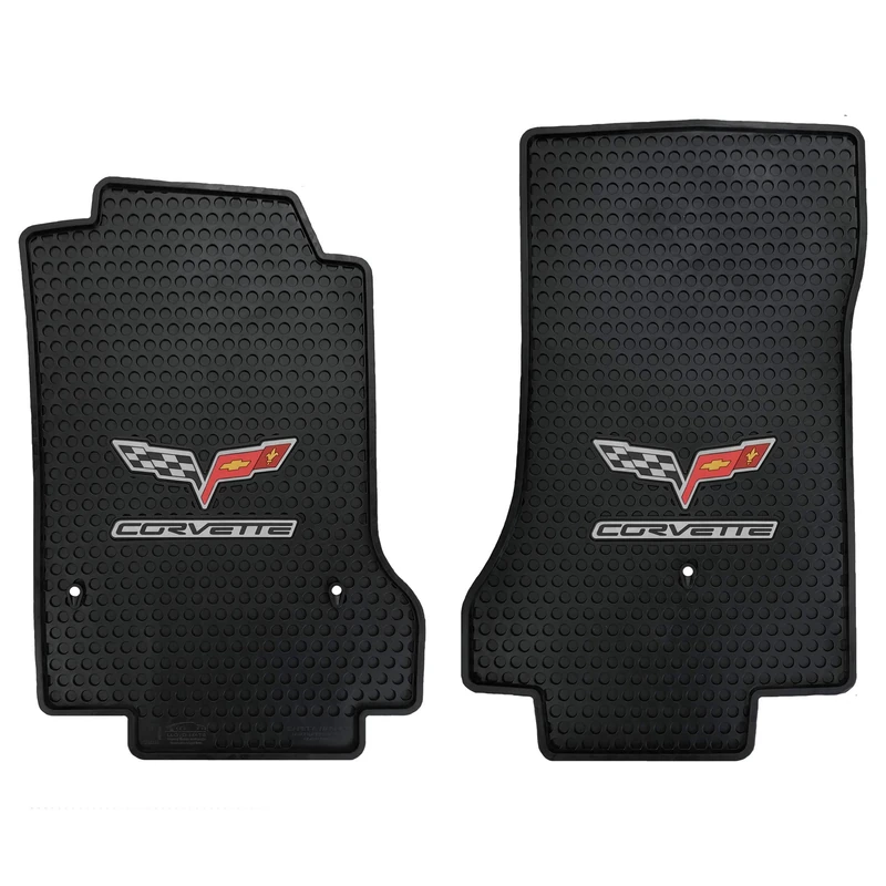 Lloyd Mats Signature Rubber All Weather Floor Mats for Corvette C6 2007.5-2013 (Hook Fastener) (2PC - Fronts, Black)