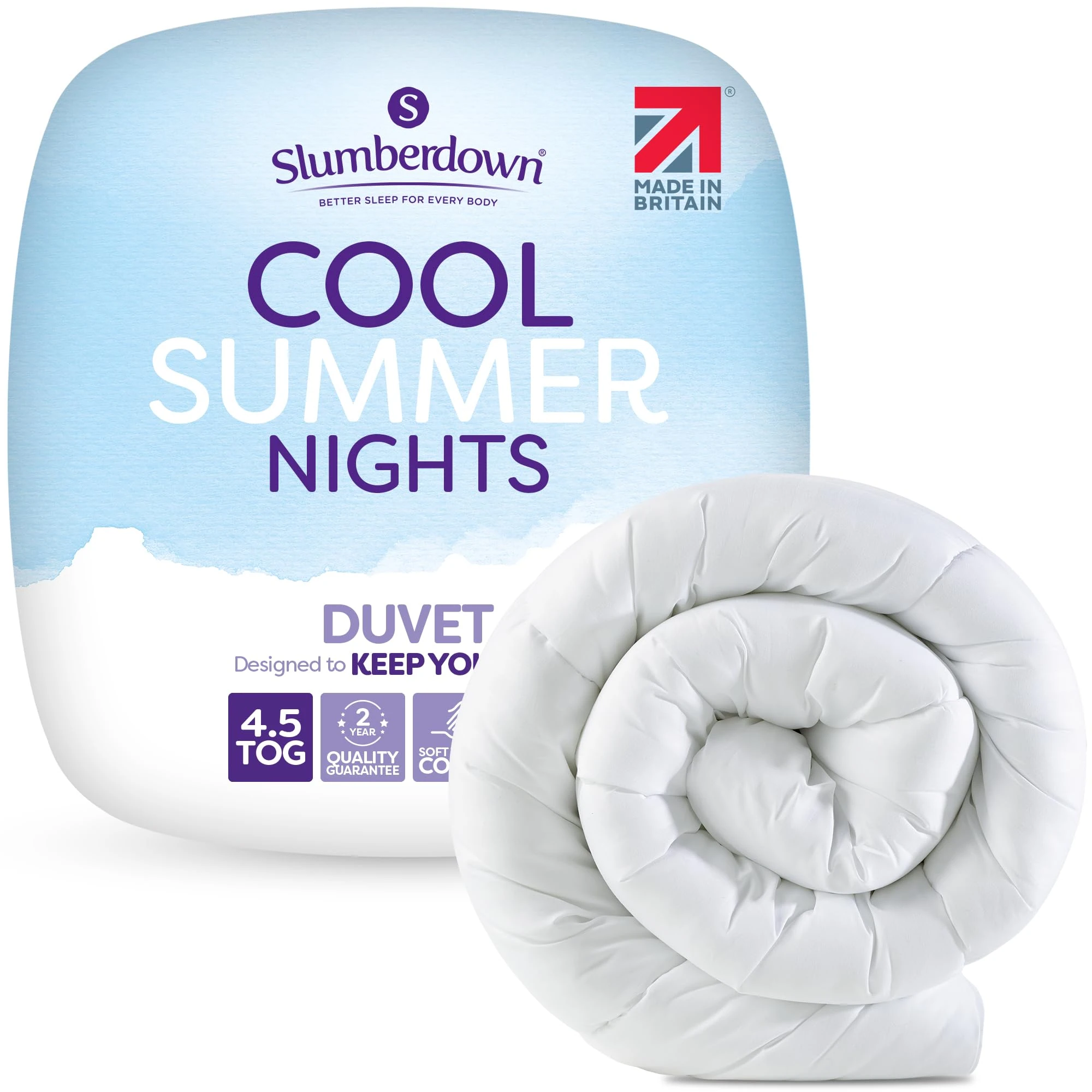 Slumberdown Cool Summer Nights 4.5 Tog Double Duvet -Lightweight & Breathable Summer Duvet for Hot Nights | UK-Made Double Quilt, Non-Allergenic & Washable (200 x 200cm)