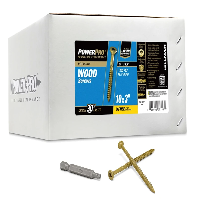 Power Pro 967780 Premium Exterior Wood Screw #10 x 3, White
