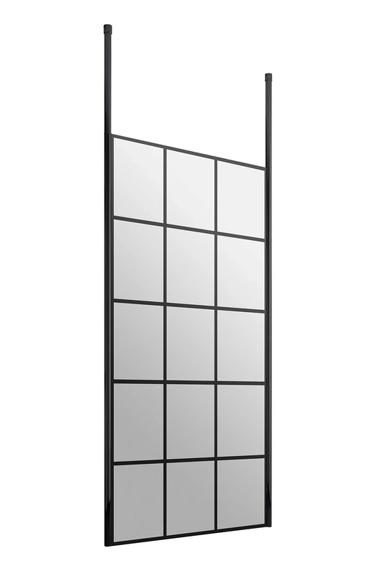 Hudson Reed BFCP080 Modern Bathroom Black Framed Free Standing Wetroom Screen with 2 Ceiling Posts, 800mm,