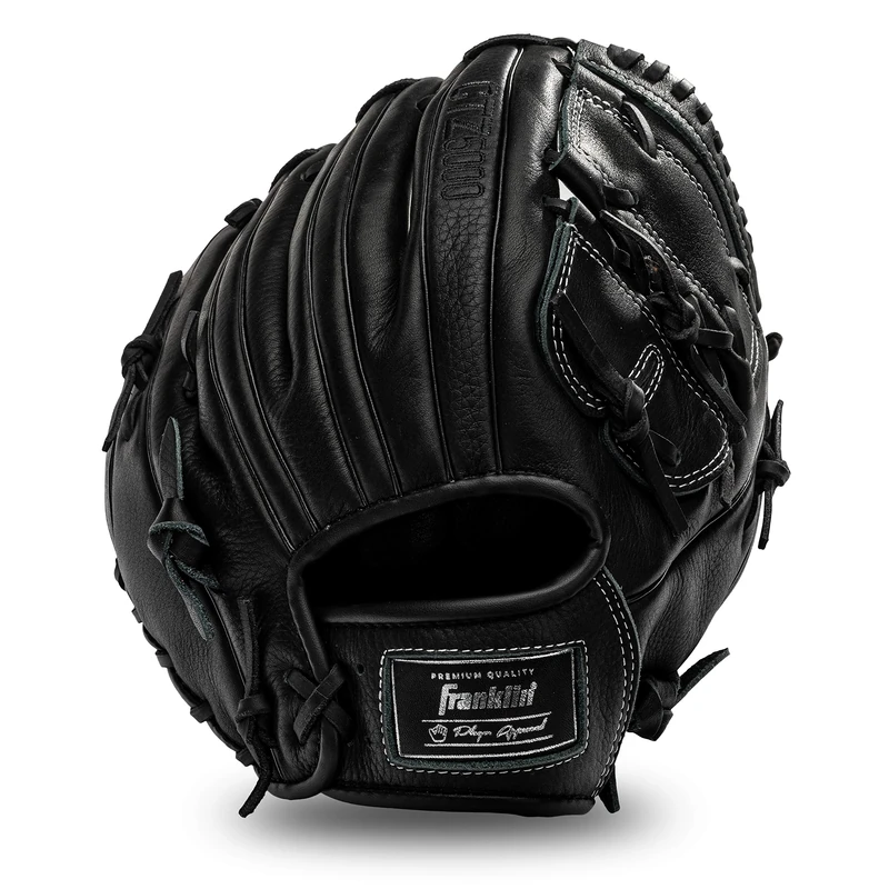 Franklin Sports Baseball Fielding Glove - Men's Adult/Youth Baseball Glove - CTZ5000 Black Cowhide Infield Glove - 12" Basket Web Infielders, Pitchers, Black Chrome (22415)