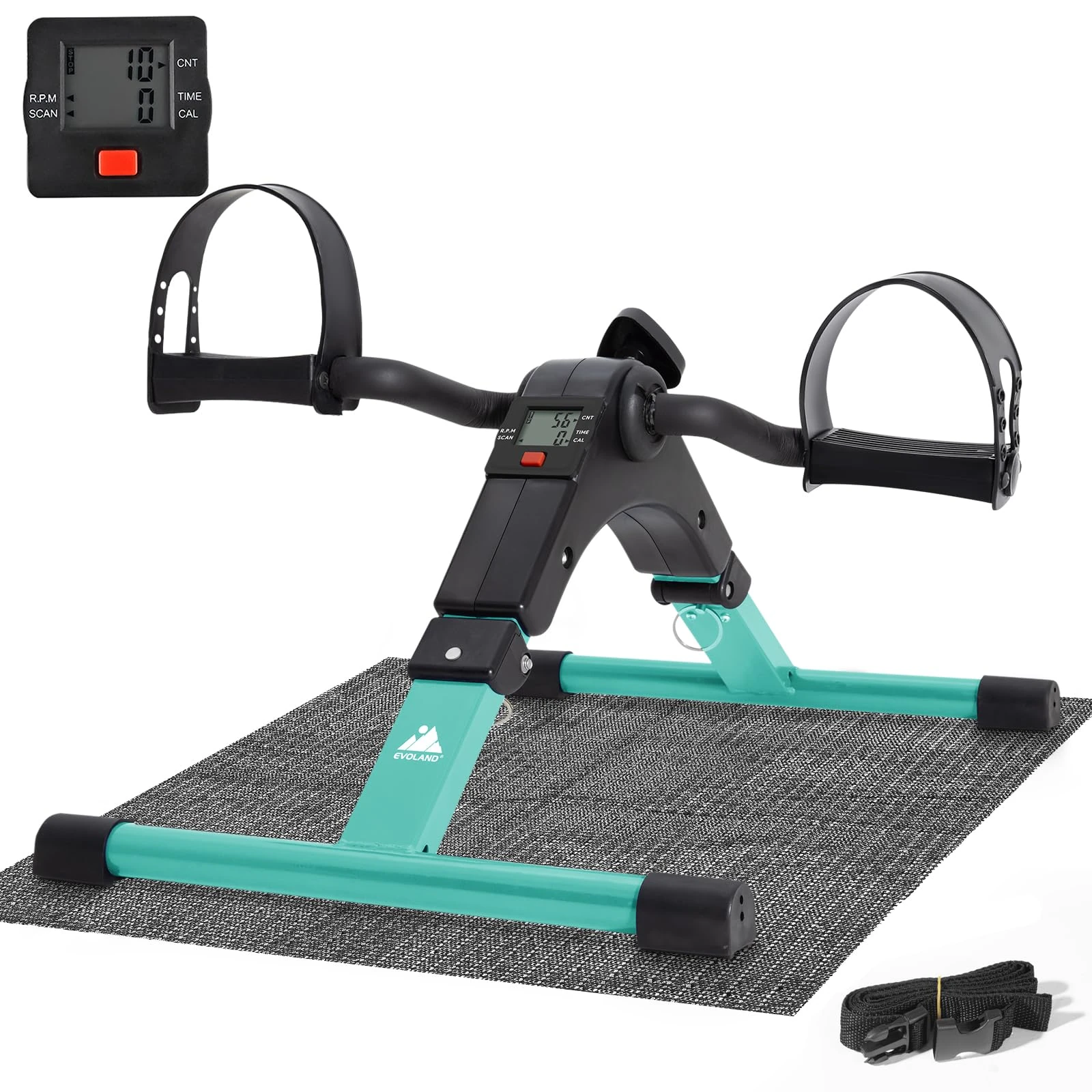 EVOLAND Pedal Exerciser Bike, Portable Home Fitness Mini Exercise Bike, Arm Leg Folding Exerciser Fitness Cycling with LCD Monitor and Adjustable Resistance, None Slip Mat Included