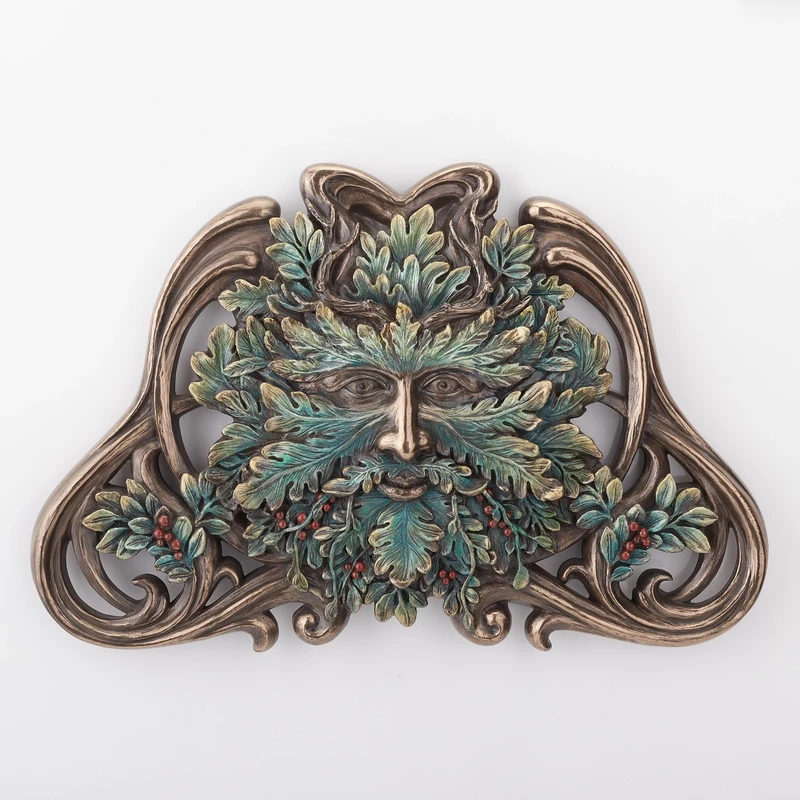 Veronese Design Greenman Wall Plaques (Cold Cast Bronze, Winter Medium) - Image 1