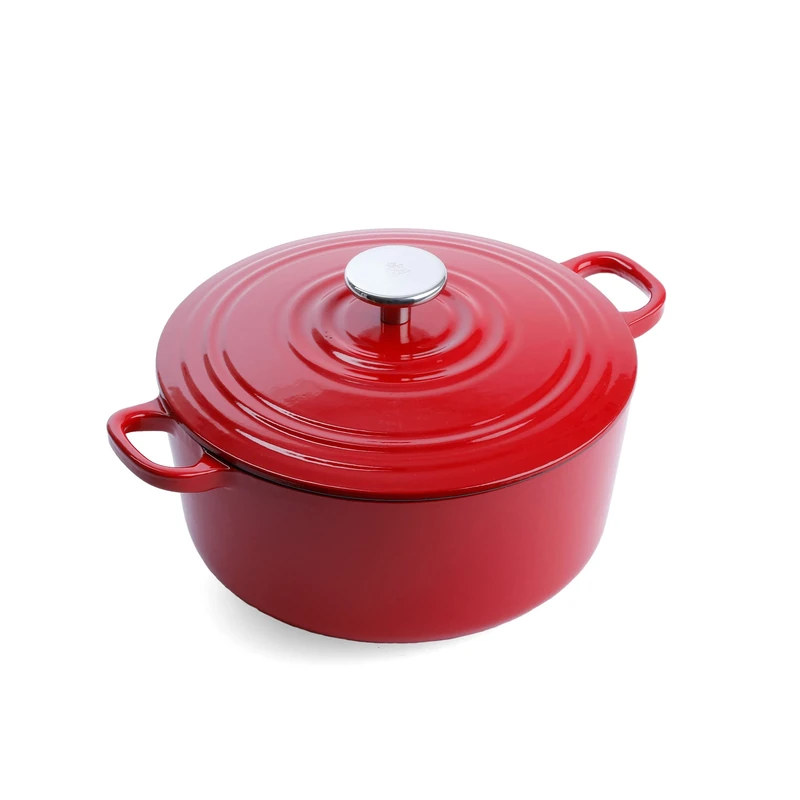 BK Cookware German Enamelled Iron, 24 cm/4.2 Litre Dutch Oven Casserole Dish with Lid, Induction, Dishwasher & Oven Safe, Chilli Red