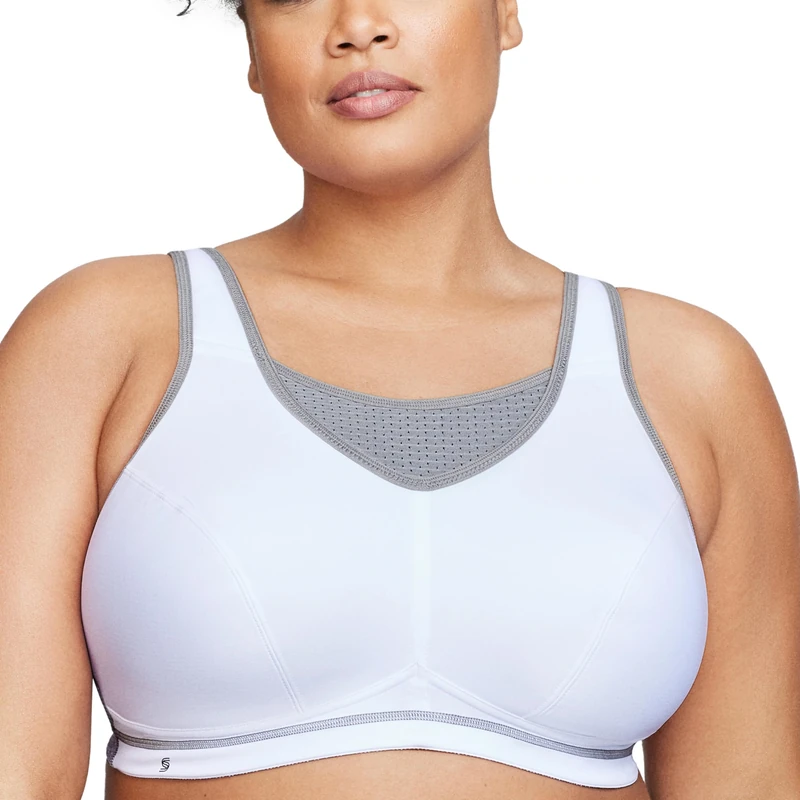 Glamorise No-Bounce Camisole Elite Sports Wirefree Bra 1067 (Women's & Women's Plus) White/Gray - Image 1
