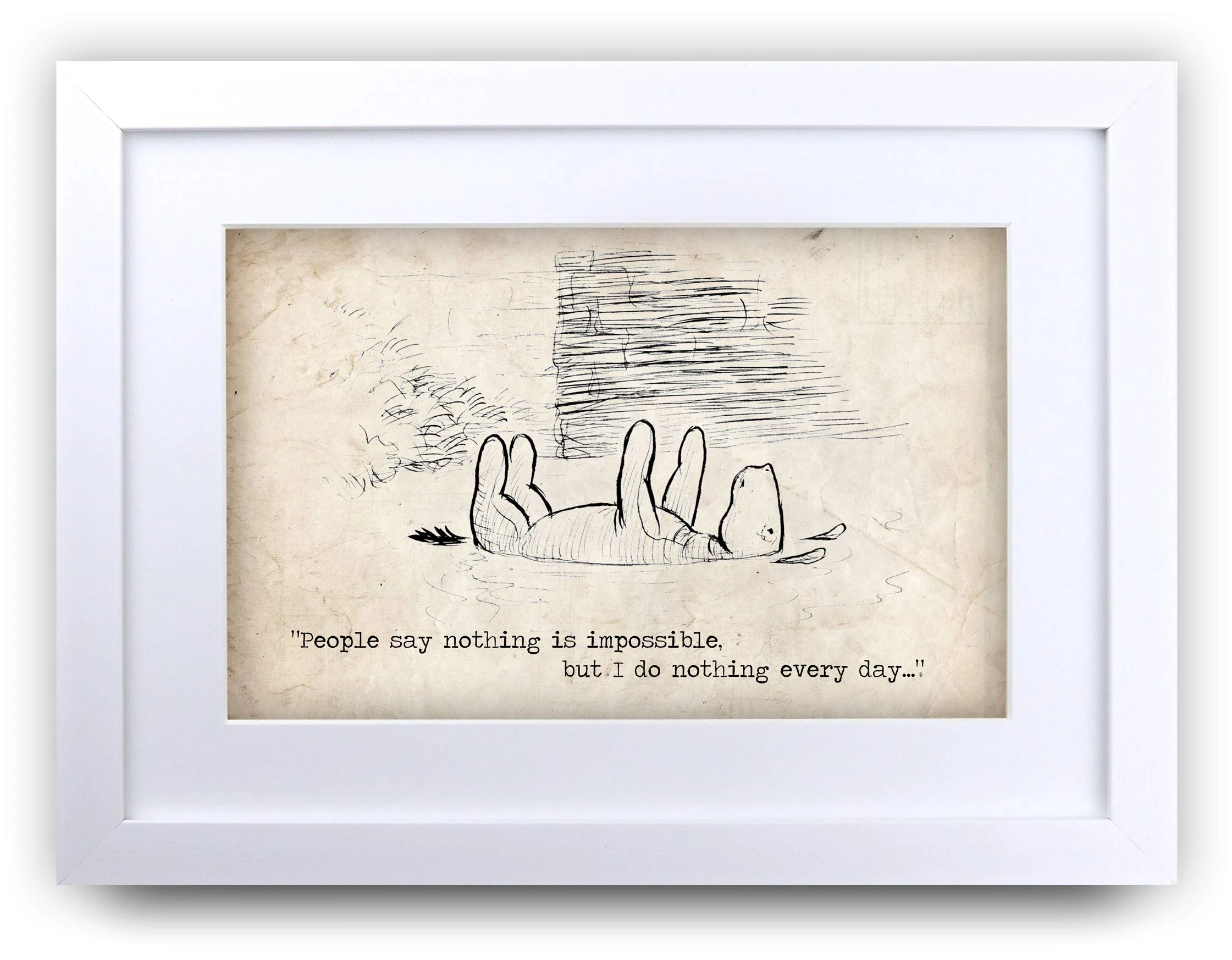 HWC Trading Winnie the Pooh Impossible A4 Framed Printed Quote Nursery Print Baby Shower Room Gifts New Born Bedroom Gift Print Photo Picture Display