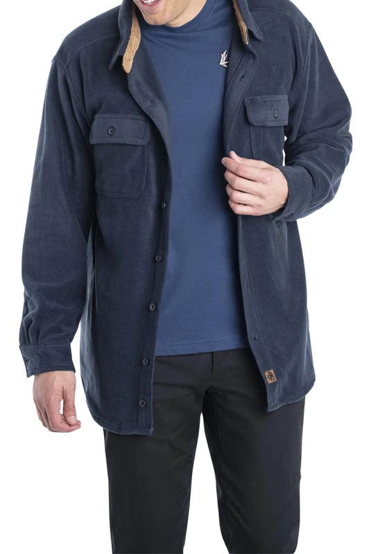 Legendary Whitetails Men's Standard Navigator Fleece Button Up Shirt, Navy, Large, Navy, Large